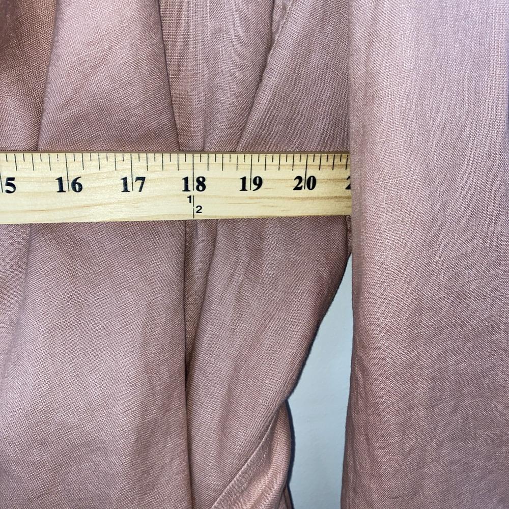 New Cynthia Rowley 100% Linen Trench Coat Dusty Rose Tie Waist Pockets Womens XL - Picture 8 of 10
